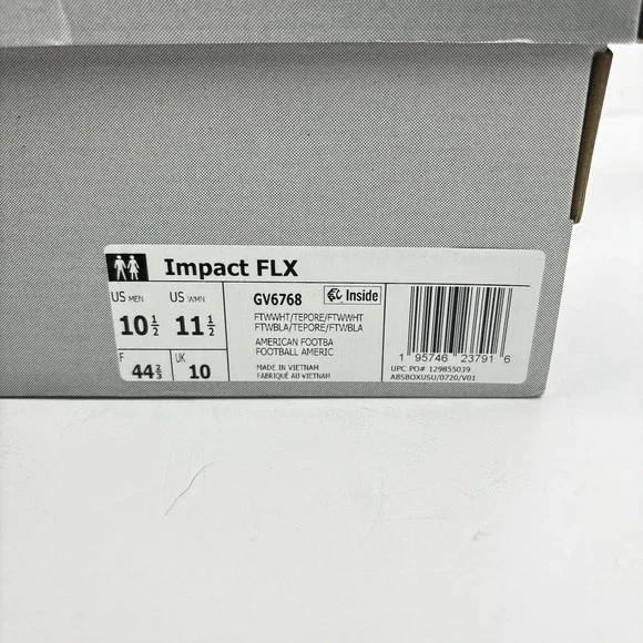 Adidas Impact FLX Men's US 10.5/Women's 11.5 White/Red Training Athletic Sneaker